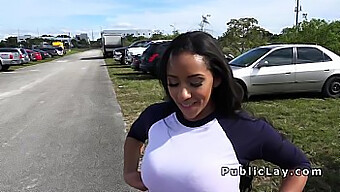 A Petite Latina With Large Breasts Engages In Outdoor Sexual Activity