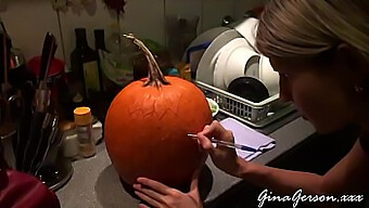 Teenie Webcam Star Gets Naughty With A Pumpkin