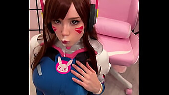 Amateur Brunette Cosplays As D.Va From Overwatch And Gives A Pov Blowjob