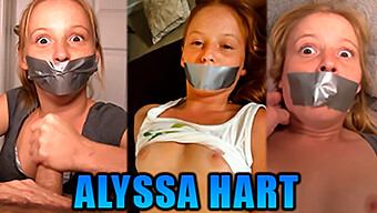 Alyssa Hart, The Petite Redhead, Gagged With Duct Tape In A Series Of Three Bondage-Themed Videos Featuring Breast Groping, Handjob, And Cumshot.