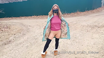 Teenage Country Girl Exposes Herself By The Road Construction Site