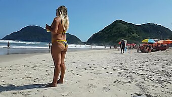 Latina Wife Watches A Man With Big Ass In Swim Trunks While Her Husband Is Around!