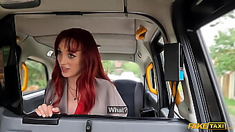 Redheaded French Woman Struggles To Accommodate Italian Man'S Large Penis In Taxi