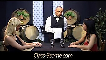 Three Seductive Women Pleasure A Wine Tasting Waiter